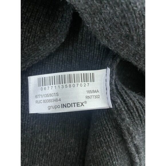 Zara Womens Sweater S Anthracite Gray Cut Out Wool Blend Cardigan 6771/135 NWT - Picture 7 of 11